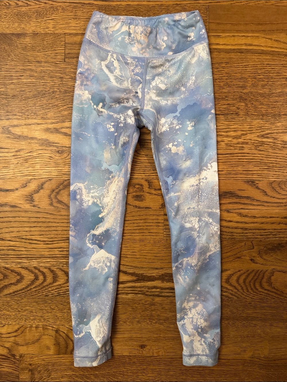 Athleta Girls Blue Marble High Rise Printed Chit Chat Tight Leggings size XS (6)